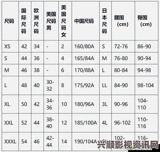 全面解析日本尺码与欧美尺码对照表，助你轻松选择合适服饰